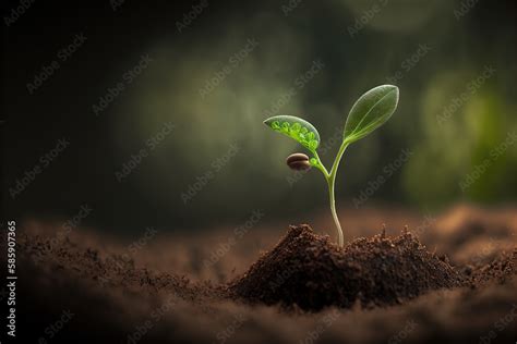 Fotografía de un brote de planta emergiendo de la tierra, ilustrando el significado de nacer en la naturaleza.