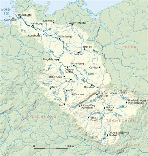 Mapa del curso del río Moldava a través de la República Checa