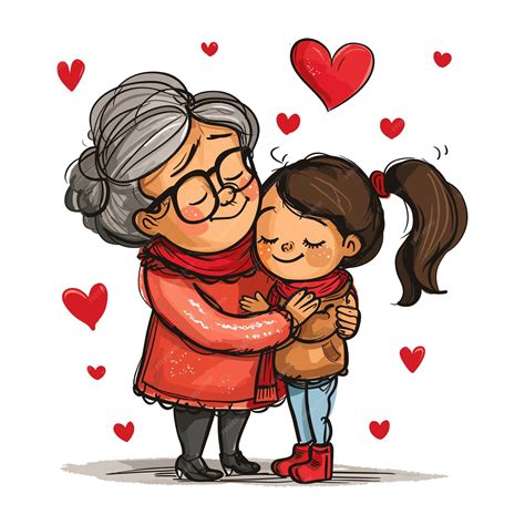 Ilustración artística que representa el vínculo afectivo entre una abuela y su nieta recién nacida