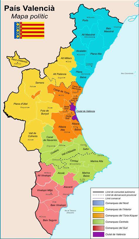 Mapa de la Comunitat Valenciana destacando las provincias de Valencia, Alicante y Castellón