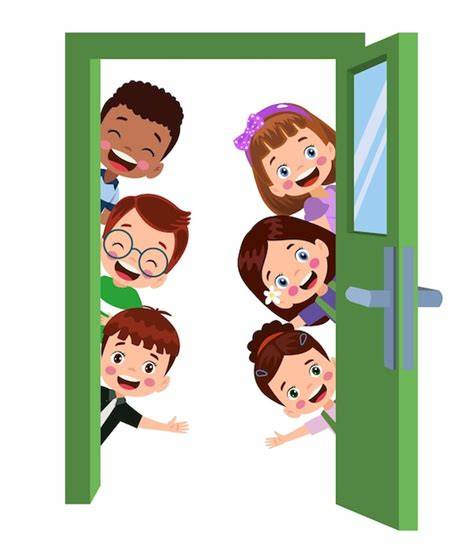 Dibujo de un niño curioso asomándose a una puerta entreabierta