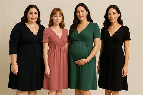 Esquema comparativo de cortes de vestidos premamá (corte imperio frente a corte recto)
