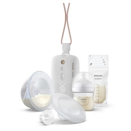 Infografía con las características principales del sacaleches Philips Avent SCF332: copa adaptable, tecnología Natural Motion, pantalla digital, motor silencioso.