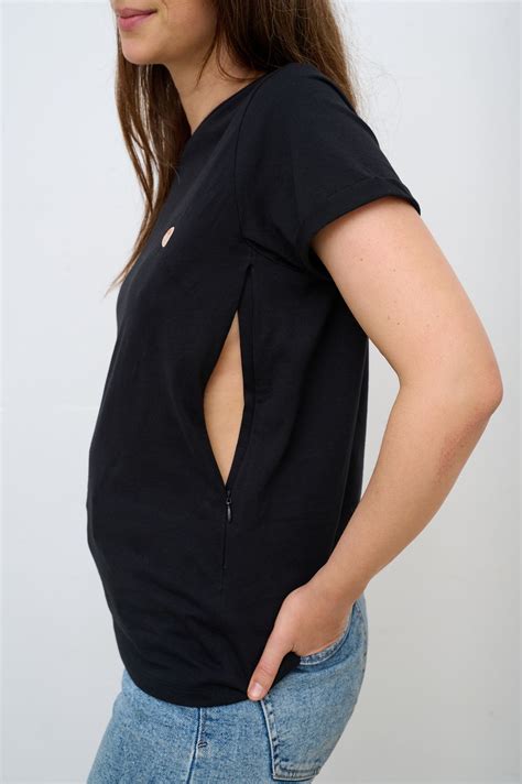 Esquema de camiseta de lactancia con cremalleras ocultas