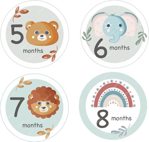 Tarjetas de hitos mensuales para fotos de bebé con diseños de animales