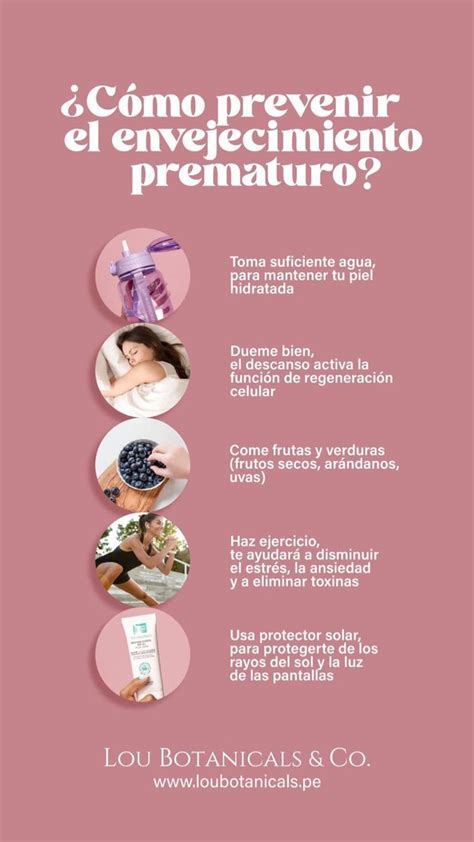 Infografía sobre consejos para prevenir el envejecimiento prematuro de la piel
