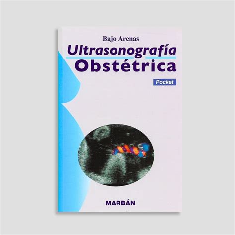 Portada de un libro de ultrasonografía obstétrica con ilustraciones médicas
