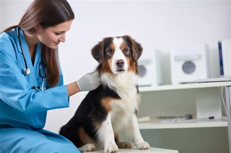 Veterinario examinando a un perro en una clínica