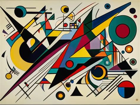 Pintura abstracta de Kandinsky con colores vibrantes y formas dinámicas.