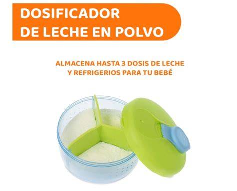 Fotografía de un dosificador de leche en polvo con varios compartimentos.