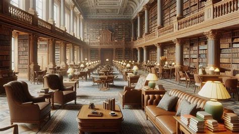 Grabado o fotografía antigua de una biblioteca o sala de lectura histórica en España