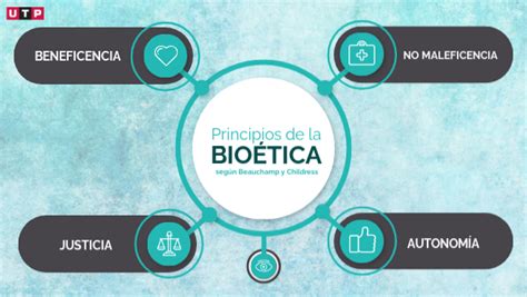 Esquema visual de los cuatro principios de la bioética y su interrelación