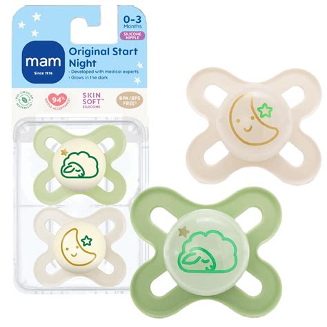 Foto de chupetes MAM Original Start para recién nacidos, idealmente un pack doble en colores suaves.