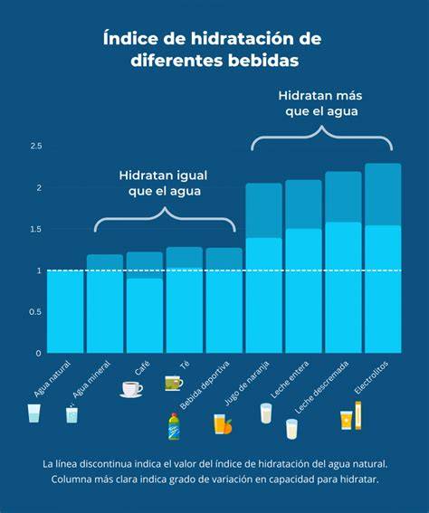 Gráfico comparativo del índice de hidratación de diferentes bebidas