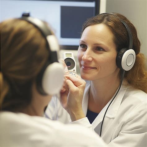 Foto de un profesional de la salud realizando la prueba de audición a un neonato