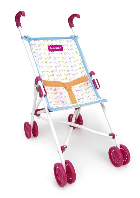 Foto de la silla de paseo plegable Nenuco en color rosa, tanto abierta como plegada