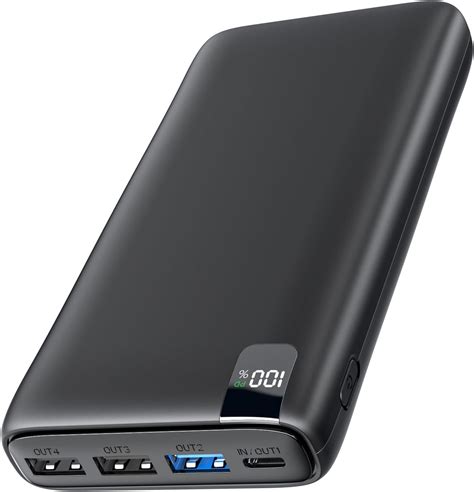 Infografía: funcionamiento de un modelo portátil con carga USB-C, destacando la batería y la pantalla digital