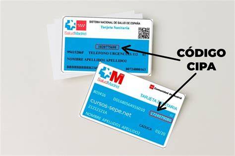 Imagen ilustrativa de una Tarjeta Sanitaria Individual mostrando dónde localizar el código CIP