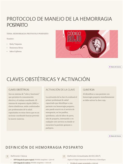 Diagrama de flujo para el manejo de la hemorragia posparto.