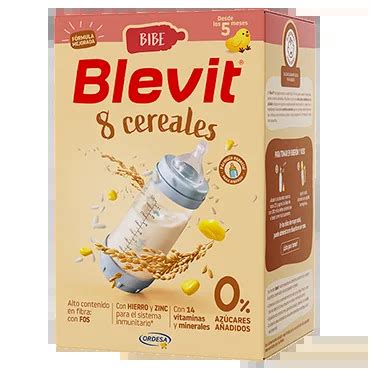 infografía detallando los nutrientes y beneficios de Blevit BIBE 8 cereales