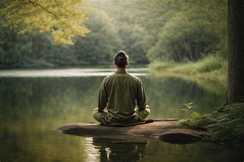 Persona meditando en un entorno tranquilo y natural, simbolizando el auto-perdón y la paz