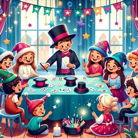 niños disfrutando de un espectáculo de magia con globos en una fiesta