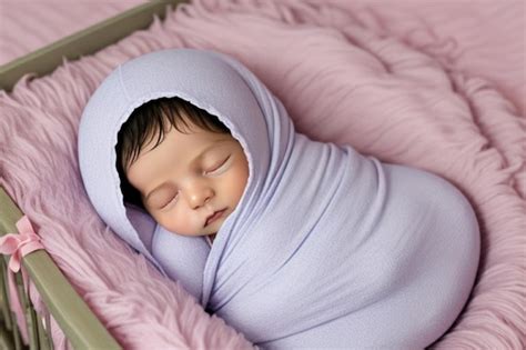 Foto de bebé envuelto en una manta de lana suave