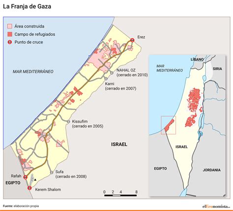 Mapa de la Franja de Gaza con puntos de distribución de ayuda