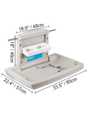 Mesa cambiador de pañales de pared desplegada con un bebé
