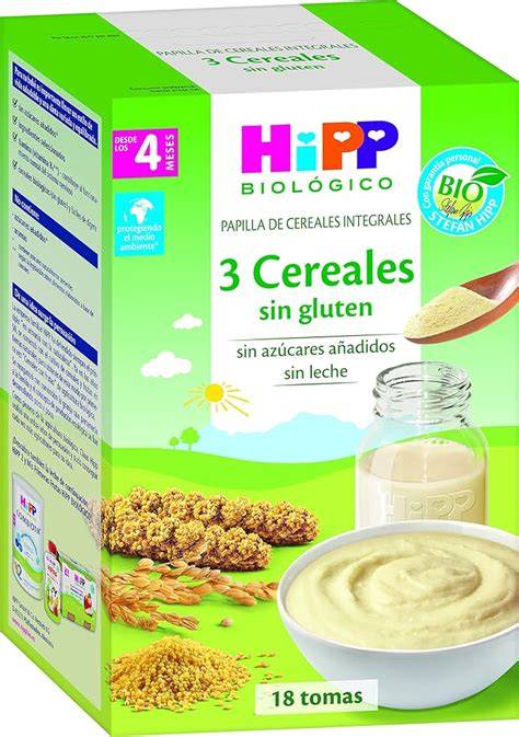 Foto del envase de Papilla Biológica Hipp 3 Cereales Sin Gluten