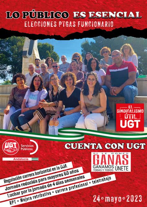 Foto de una reunión sindical o un cartel de UGT con enfoque educativo