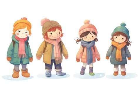 Ilustración de un niño abrigado con ropa térmica en un día frío