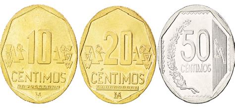 Imagen de las monedas de 10, 20 y 50 céntimos, destacando su color dorado