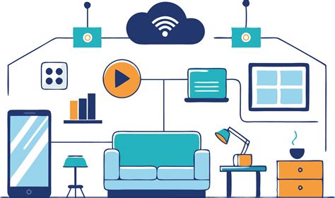 Esquema de un hogar con varios dispositivos Google Home conectados en un grupo de altavoces
