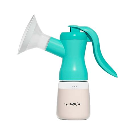 Diseño del extractor de leche materna Saro con escudo ergonómico de silicona.