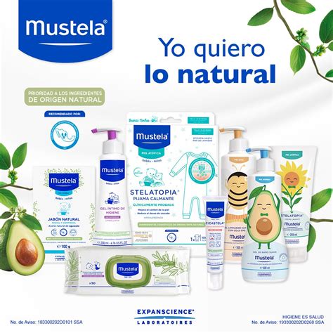 Infografía de productos Mustela esenciales y sus usos
