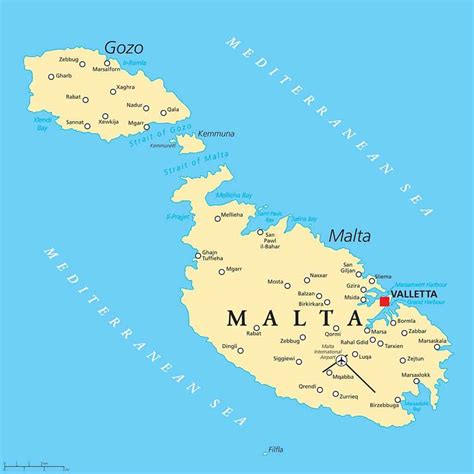 Mapa de Malta con la ubicación de los principales templos megalíticos