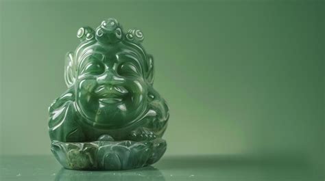 Escultura de jade de un Buda Feliz rodeado de niños.