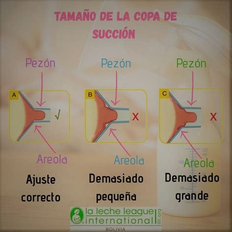Esquema de una madre usando un sacaleches con un embudo de la talla correcta