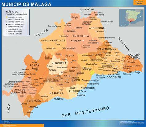 Mapa de la provincia de Málaga destacando la ubicación de Almargen