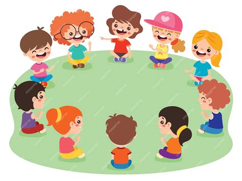 Ilustración de niños jugando juntos en un círculo.