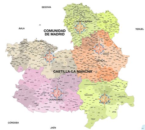 Plano aéreo de la Ciudad del Cine de Castilla-La Mancha con marcación de zonas de rodaje y áreas verdes