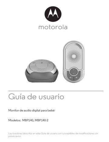 Esquema detallado o foto de la unidad para padres Motorola MBP140, mostrando sus botones y pantalla.