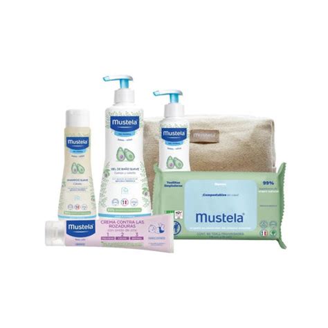 Infografía detallando los ingredientes principales de la crema Mustela y sus funciones