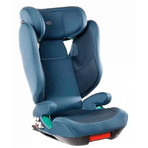 Ilustración de una silla de coche grupo 2/3 con respaldo alto, mostrando cómo se coloca el cinturón de seguridad del vehículo.