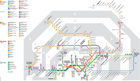 Mapa de las zonas tarifarias del sistema de transporte de Barcelona