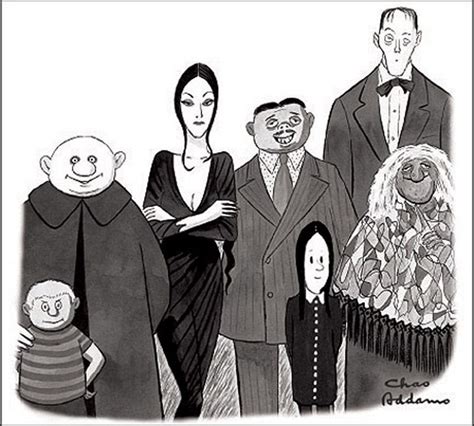 Diseño de personajes de la Familia Addams de las viñetas originales de The New Yorker