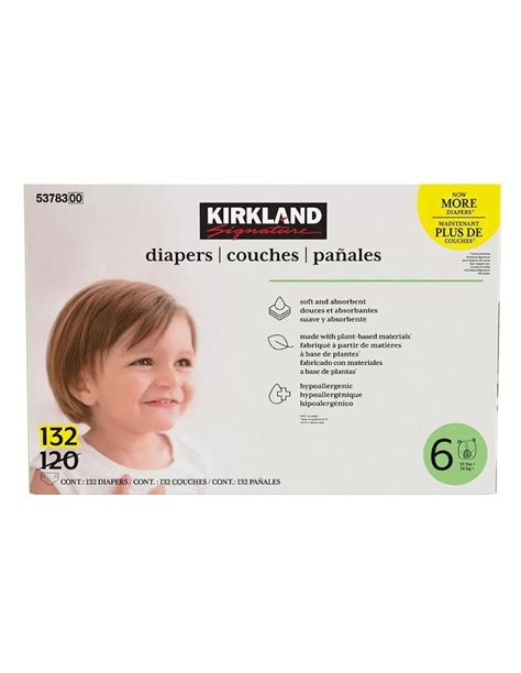 Diseño delgado de pañales Kirkland Signature con bebé sonriente