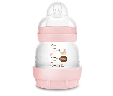Diseño de biberón anticólico MAM con su base ventilada y tetina suave
