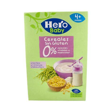 Foto de envases de cereales Hero Baby con el sello 0% azúcares añadidos